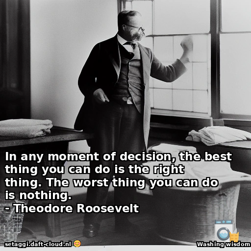 In any moment of decision, the best thing you can do is the right thing. The worst thing you can do is nothing.- Theodore Roosevelt