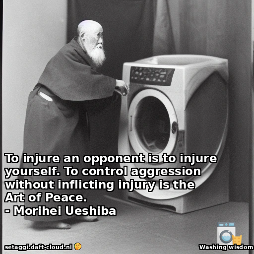 To injure an opponent is to injure yourself. To control aggression without inflicting injury is the Art of Peace.- Morihei Ueshiba